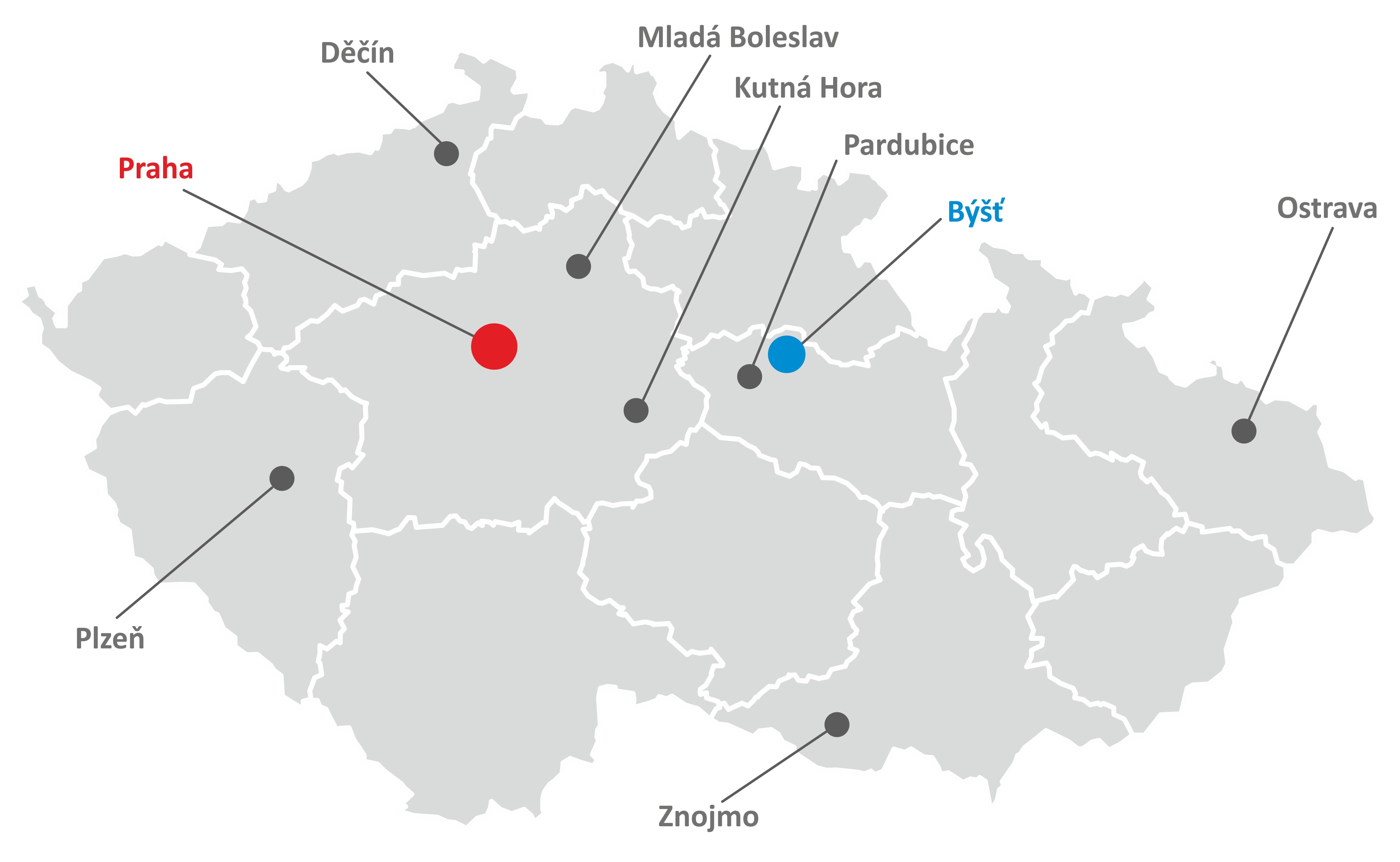 Mapa poboček Unipap