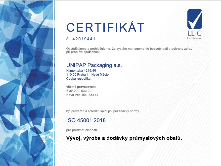 Certifikát ISO 45001 UNIPAP náhled.png Certifikát ISO 45001 UNIPAP náhled.png